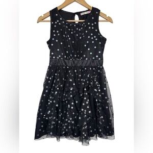 Kandy Kiss Black Star Print Tulle Dress Girls Large 10/12